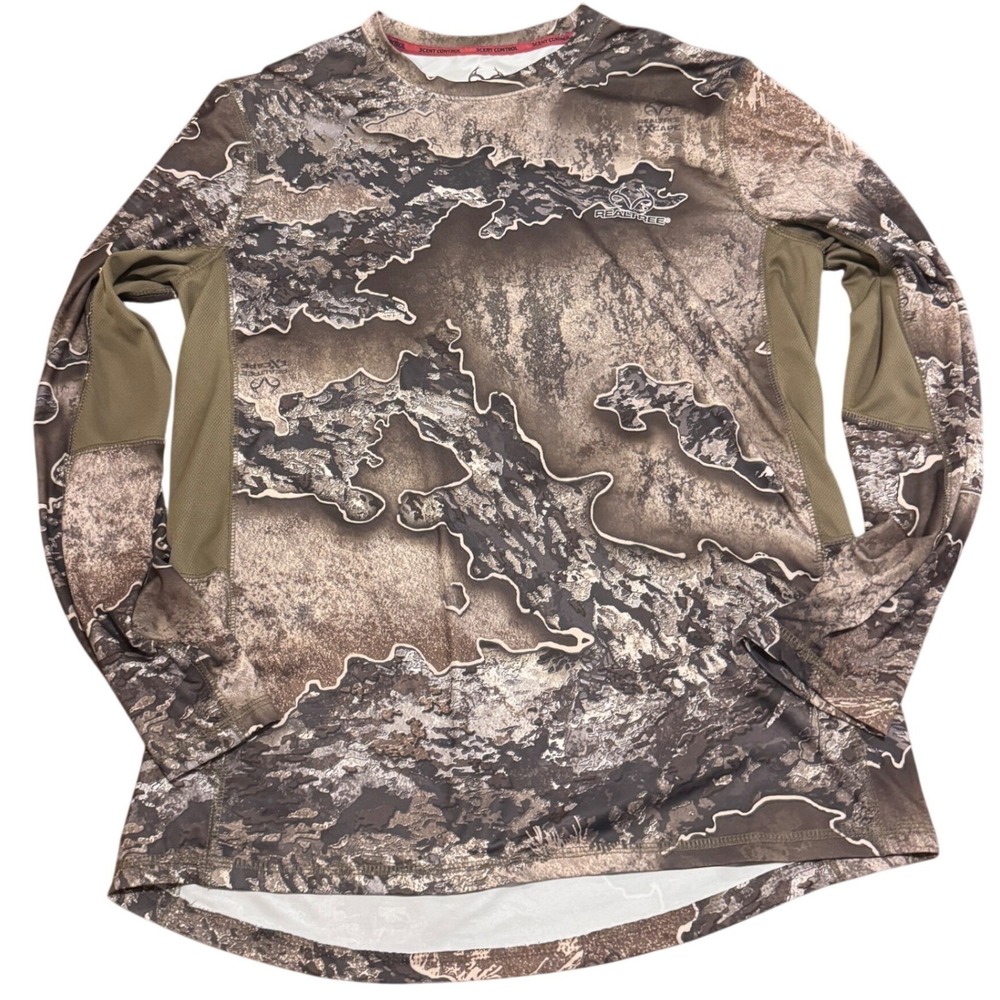 Realtree Excape Mens Camo Long Sleeve‎ Performance Hunting Shirt Scent Control M